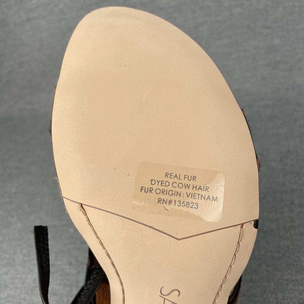 Franco Sarto Sandals Womens 7.5 Brown Black Zebra Stripe Calf‎ Hair Ankle Strap - Picture 11 of 16